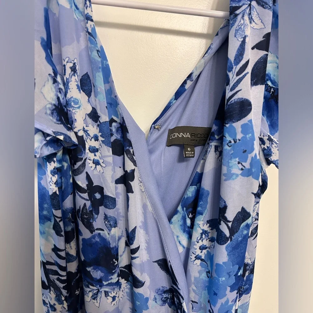 Donna Ricco Blue Floral Jumpsuit
